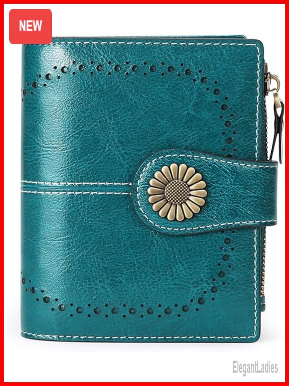 Small Womens Wallet Leather Bifold Card Holder RFID Blocking with Zipper Coin